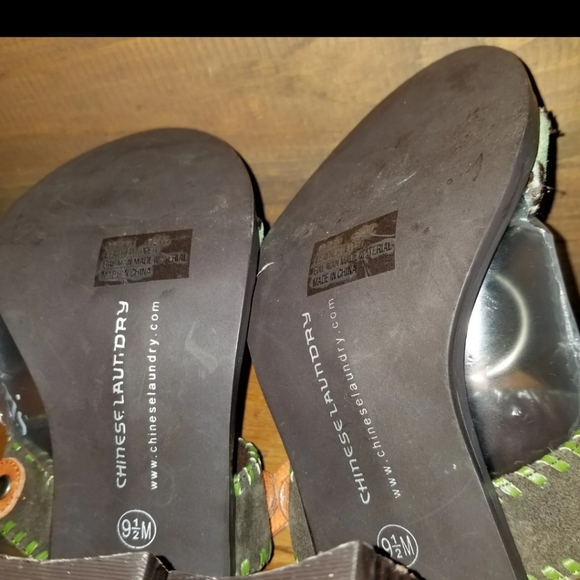 Chinese Laundry  Leather Colorblock Retro Style"Golden" Wedge Style Sandals 9.5 - Picture 8 of 12